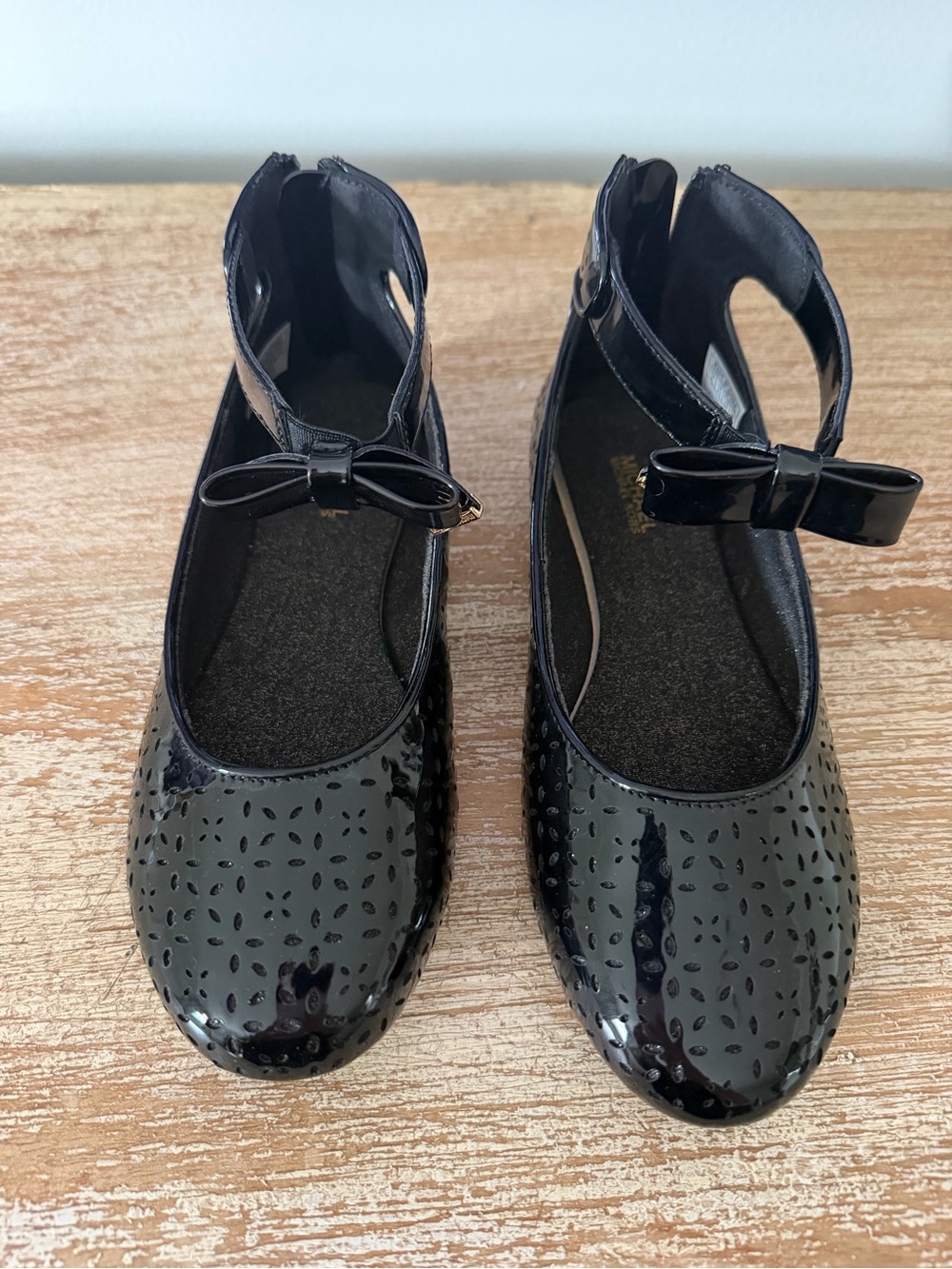 Michael Kors Girls Black Patent Mary Jane with Bow Strap
